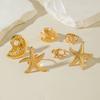 Accessories, Holiday Style Starfish Pearl Ring Set Open Scallop Metal Ring Ring Women