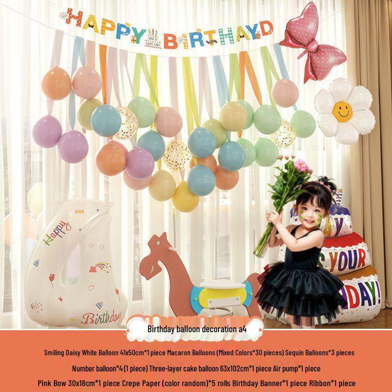 Xiaohongshu First Birthday Balloon Decoration Set for Boys and Girls: Party Background Scene Arrangement