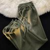 New Women's Green Sweatpants - Thick, Retro Hip-Hop Style, High-Street, Straight-Leg, for Autumn/Winter Casual Wear
