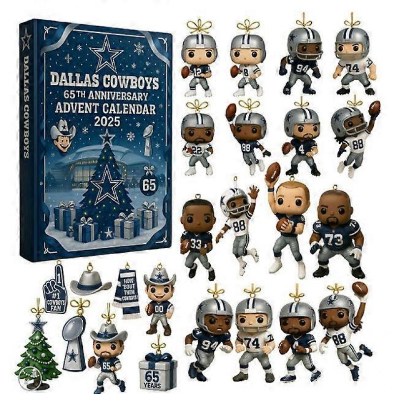 2025 Vánoční odpočítávací kalendář Téma Dallas Cowboys Slepý box Akrylové vánoční ozdoby Sváteční dekorace Kolekce