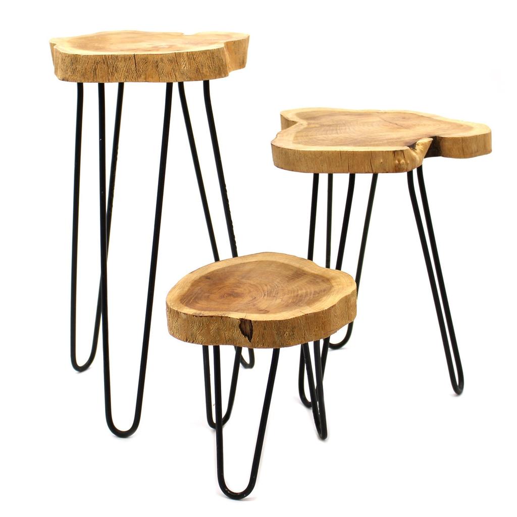 Plant Stands Set of 3 Gamal Wood Natural