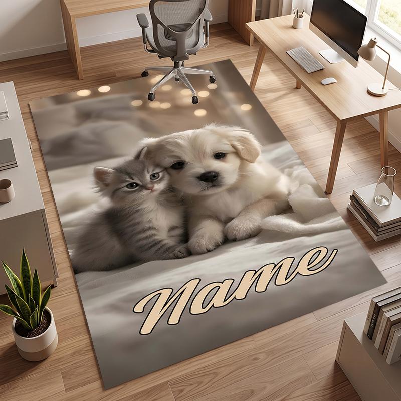 Cute PUPPY (5) Personalized Name Office Carpet Stylish Decor for Living Room Bedroom Kitchen