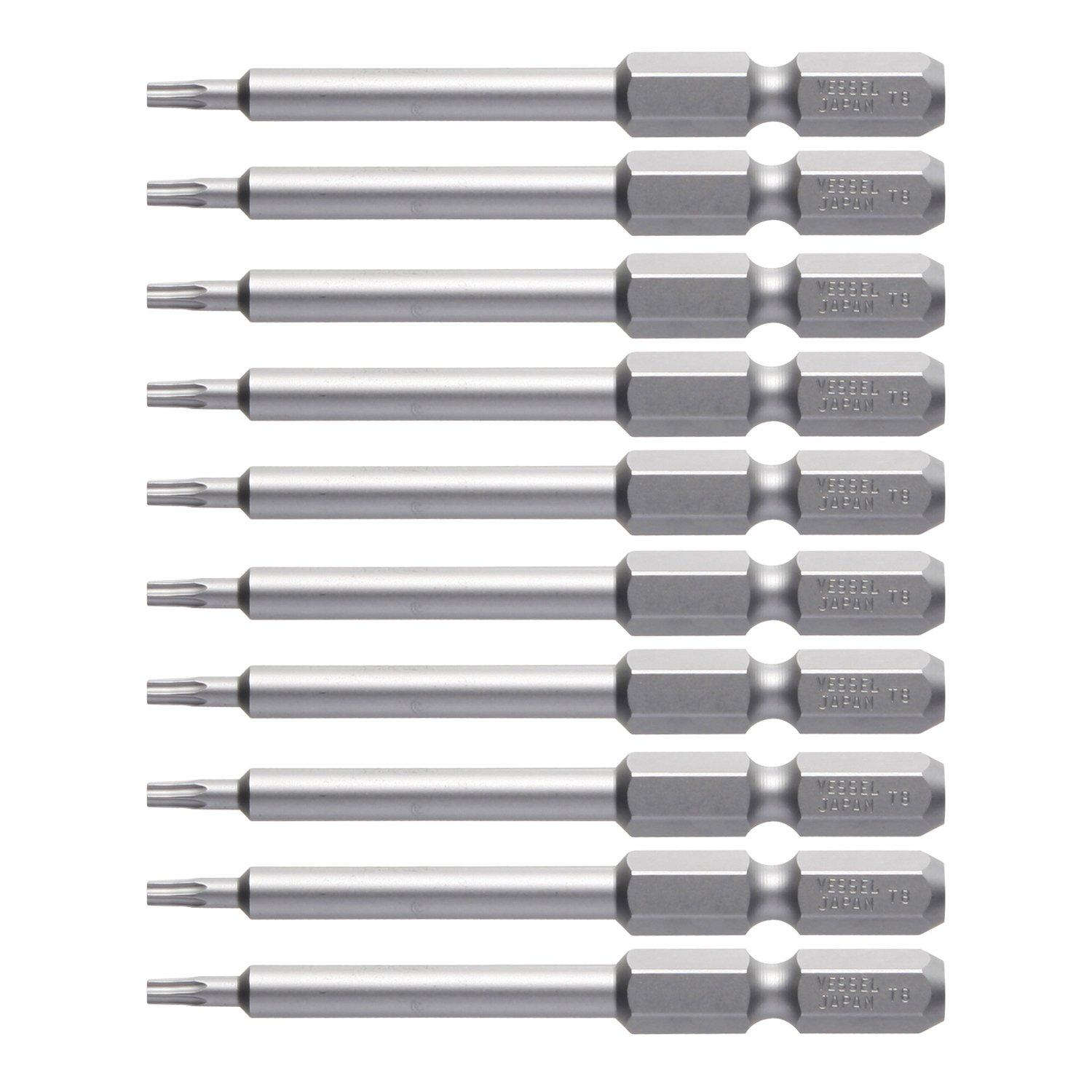 

VESSEL Torx T8 x V ZP Bits, 65mm, 10-Piece Set,