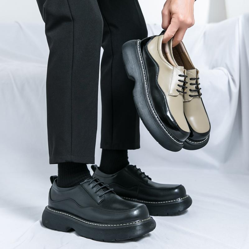 Módní Velikost 38-45 Klasické Pánské Derby Boty Pohodlné Módní Velká Hlava Silná Podrážka Kožené Boty Pánské Ležérní Všestranné Značkové Boty