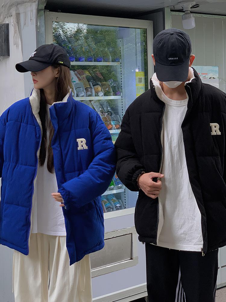 Double-sided cotton-padded women's new autumn and winter corduroy jacket thickened couple cotton-padded jacket down cotton-padded women