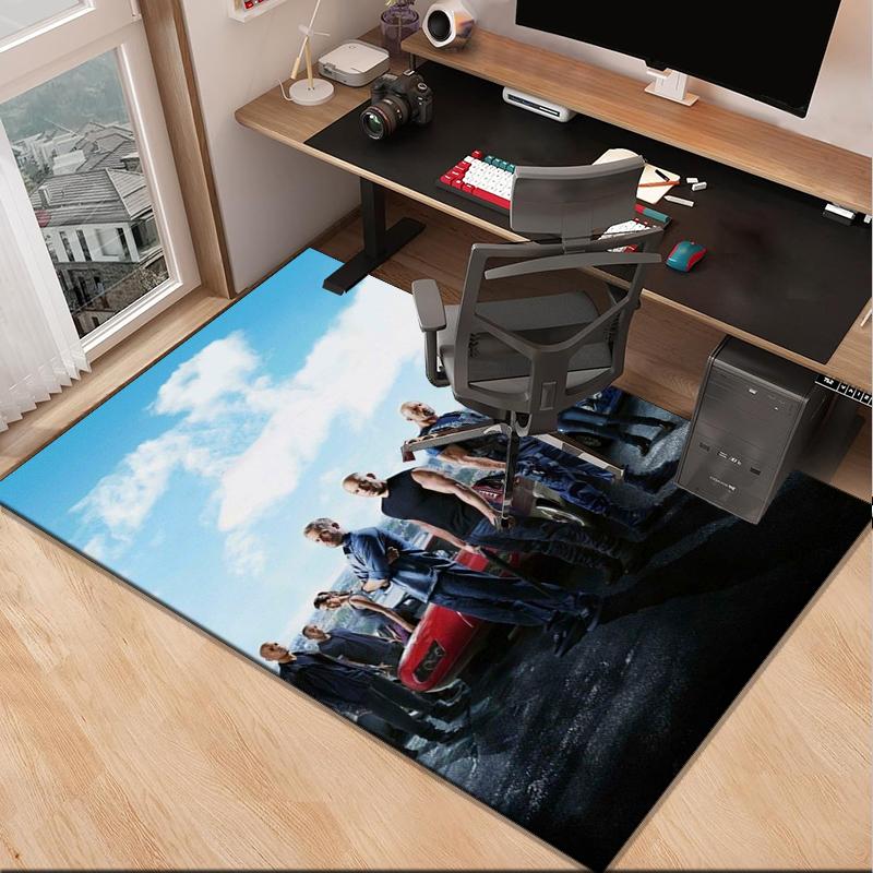Fast And car Family Office Rug Chair Mat, Game Carpet, Suitable for Front Door, Bedroom, Living Room, Desk, Holiday Gift