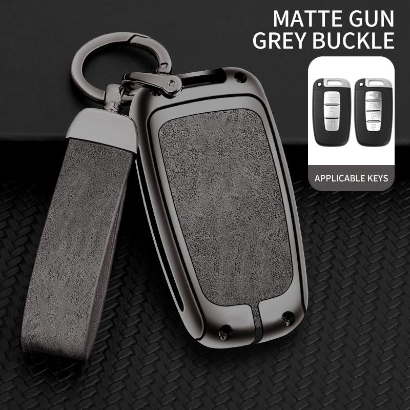 Zinc Alloy Leather Car Key Case For Hyundai Solaris Hb20 I30 Veloster Sr Ix35 Elantra Accent For Kia Sportage K5 Rio Sportage K2