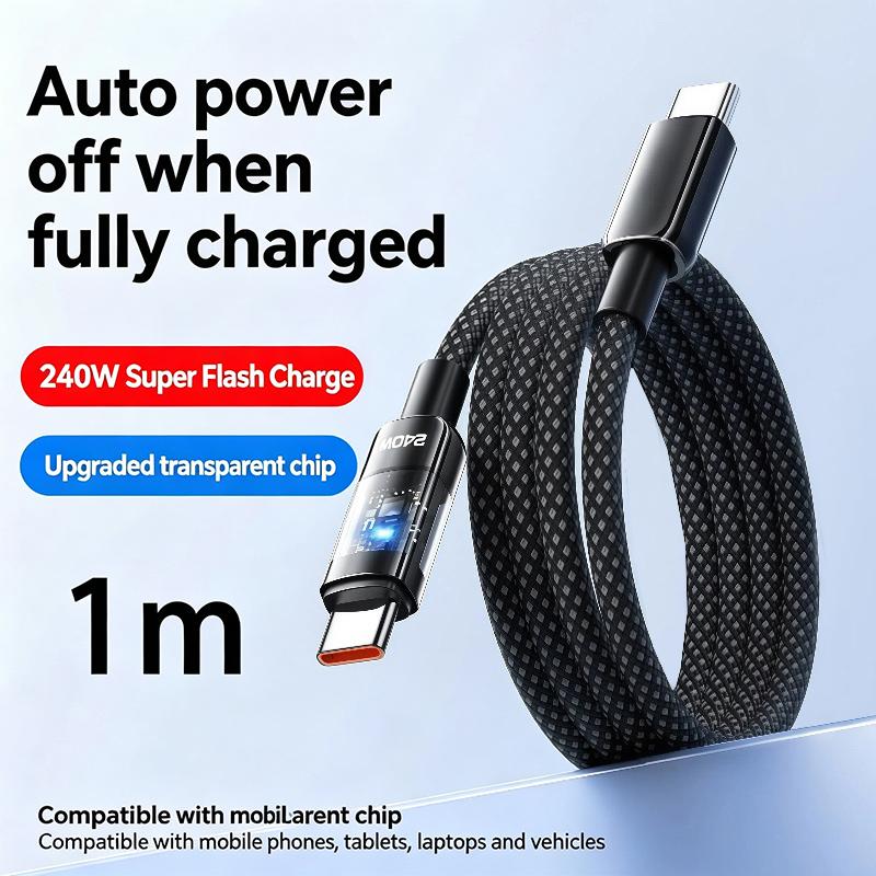 240W Usb Cable Fast Charging For Smartphone 1 Meter /2 Meters Type-C Data Cable