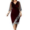 2025 European and American cross-border new wish independent station golden velvet sequined perspective mesh women's dress