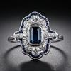 Exquisite Blue Rings Women Anniversary Evening Party Dazzling Zircon Silver Color Elegant Lady's Luxury Jewelry Gifts