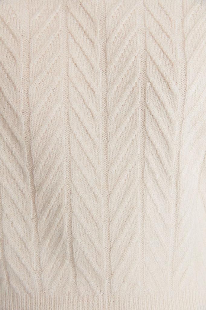 Women's Fashionable Stylish Sweater Orange Wide Fit Soft Textured Hair Braided Knitwear Sweater