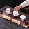 Muyi Mutton Fat Jade Style Ceramic Tea Set with Landscape Ink Design