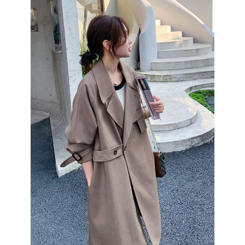 Versatile Khaki Windbreaker Women's Spring and Autumn New Casual Temperament British Jacket Top