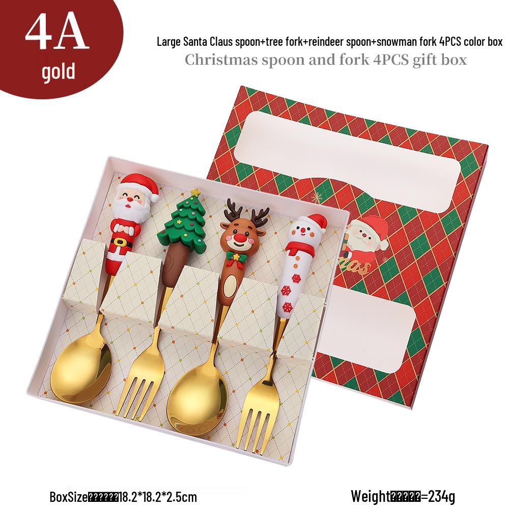 Cross-border Cute Cartoon Christmas Tree Cutlery Set: Spoon, Fork & Gift Box