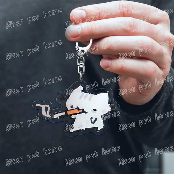 Cute Cat Cartoon Keychains for Accessories Bag Funny Meme Kawaii  Strawberry Kitten KeyChain Ring Jewelry Fans Gifts Keyrings