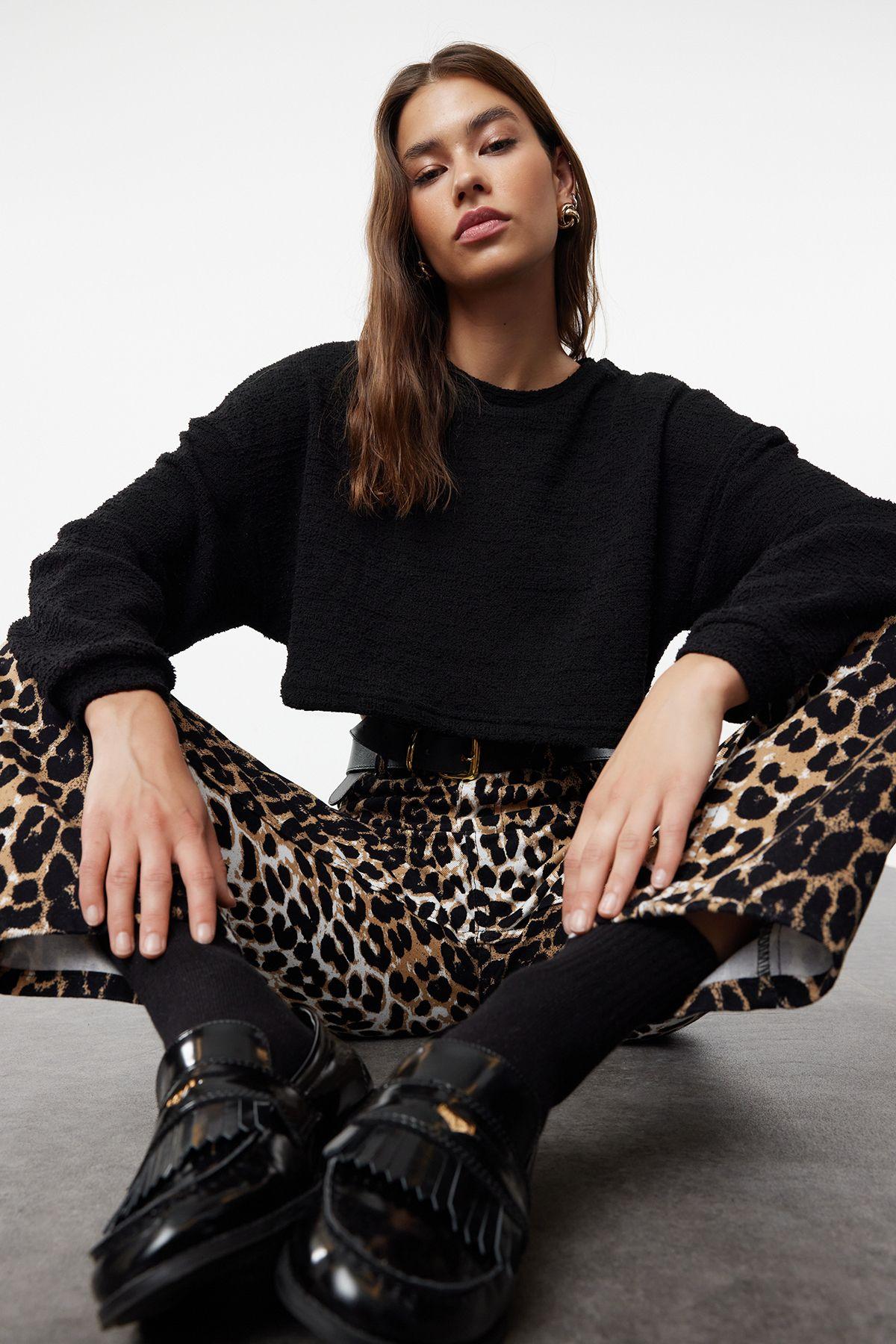 

Women s Fashion Stylish Sweater Black Crop Bat Sleeve Knitwear Sweater L