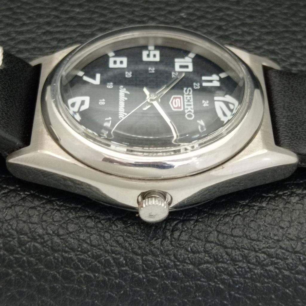 USED VINTAGE SEIKO 5 AUTOMATIC 7025A JAPAN MENS BLACK COLOR DIAL WATCH A434210-2 R120-a434210