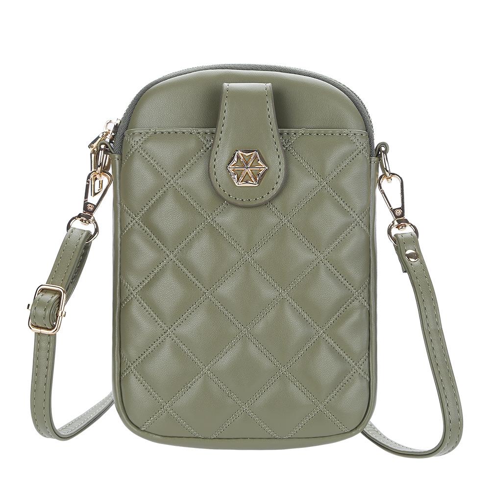

Bag Summer Women s Versatile Rhombus Vertical Large Capacity Wallet Multifunctional Messenger Bag Premium Niche Mobile Phone Bag зелёный