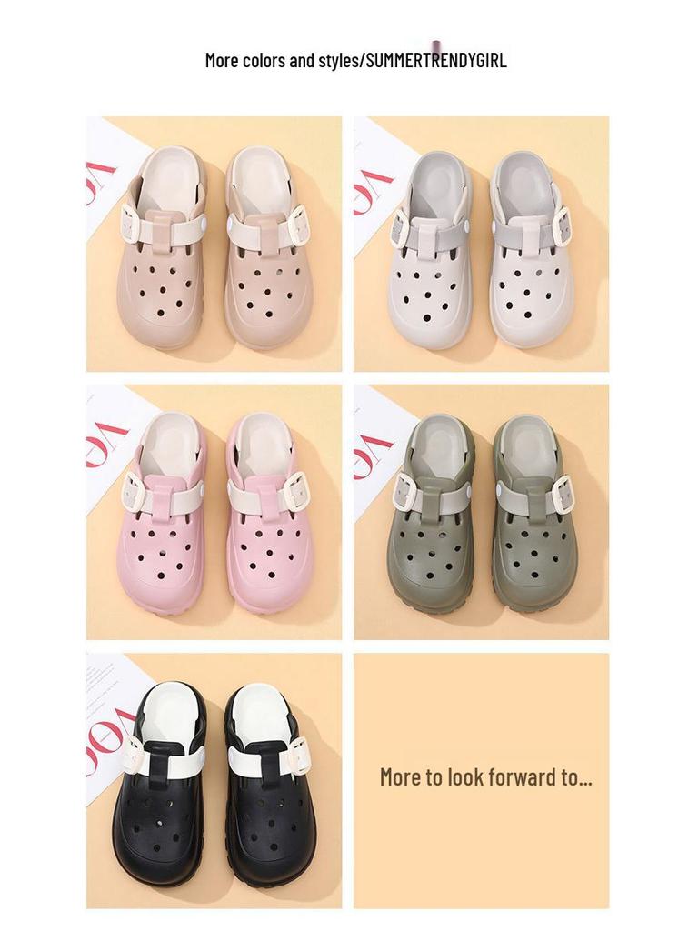 2024 Women's Non-slip Wear-resistant Casual Round Toe Hole Shoes - Perfect for Outdoor Beach Activities