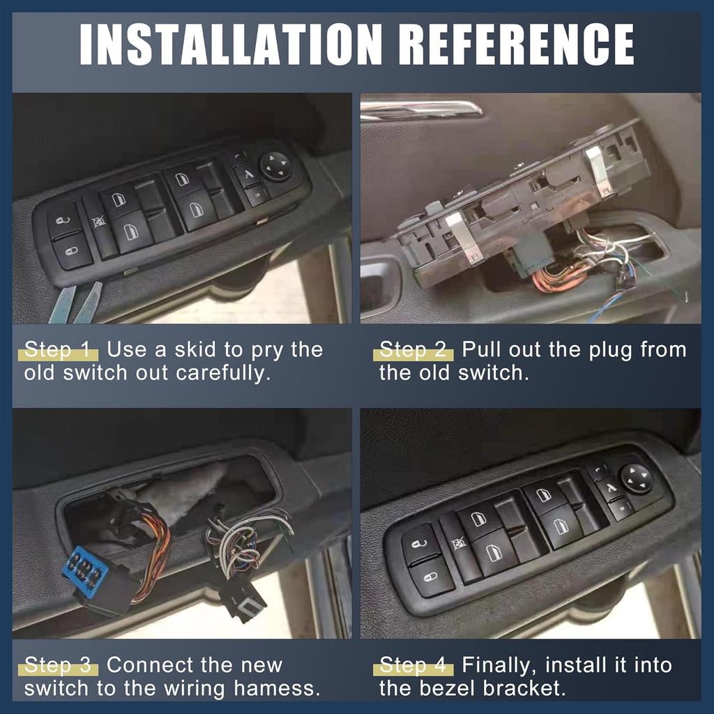 Power Window Switch, Driver Side Window Control Switch No.1K4959857AREH for Volkswagen Tiguan 2009-2017 Black, 1pcs