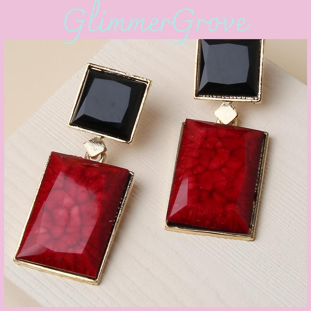 Geometric Resin Earrings For Women With Rhinestone Detailing Vintage Style Summer Jewelry Collection