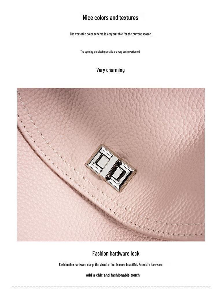 2025 Versatile Genuine Leather Handbag: Top Layer Cowhide, Fashionable Spring Single Shoulder & Crossbody Bag