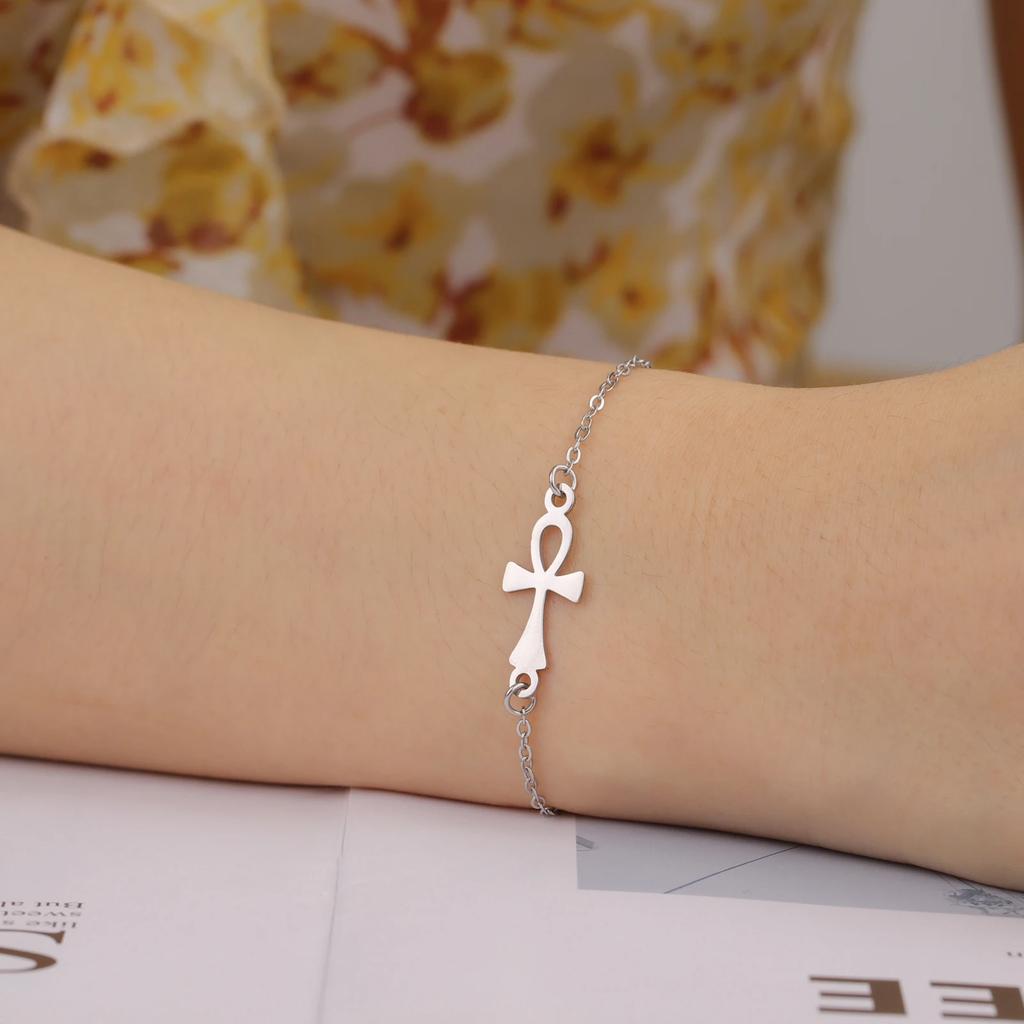 Cazador Amulet Egypt Ankh Cross Charm Bracelets for Women Stainless Steel Egyptian Cross Hand Bracelet Vintage Jewelry Gift 2026