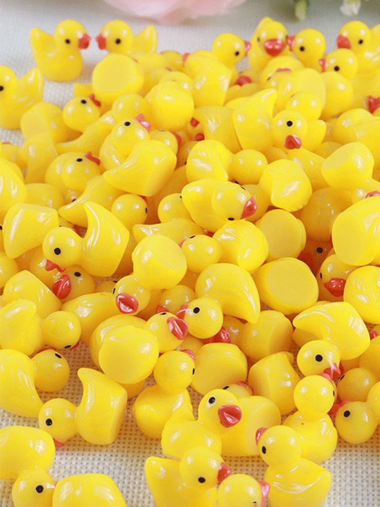 100PCS Micro Landscape Mini Duck Resin Duck Ornament Used For Doll House Decoration Office Stress Relief Toys