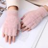 Knitted Thick Thermal Half Finger Gloves Women Men Winter Outdoor Warm Wool Driving Fingerless Glove Touchscreen Mittens