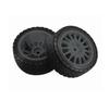 SHEAWA 110 RC Car Run-Flat Tires and Wheel Rims (4-Piece Set) - Compatible with Kyosho, Tamiya, and Other 110 Scale RC Cars (Gray)