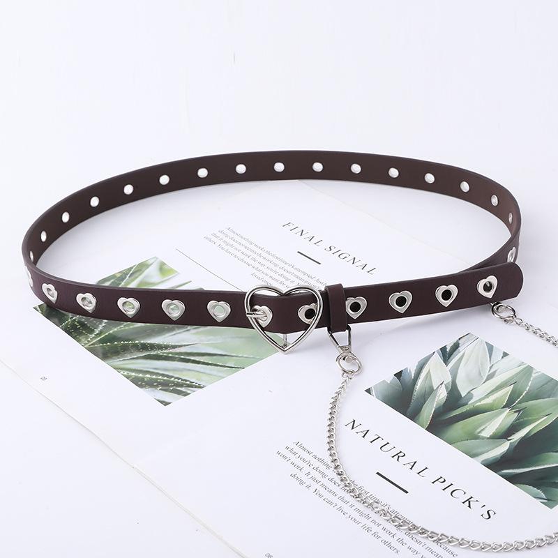 

Ремень женский с декоративной пряжкой в форме сердца в стиле панк, повседневный ремень-цепочка с пряжкой Love Buckle для джинсов Length 106 Width 2.3