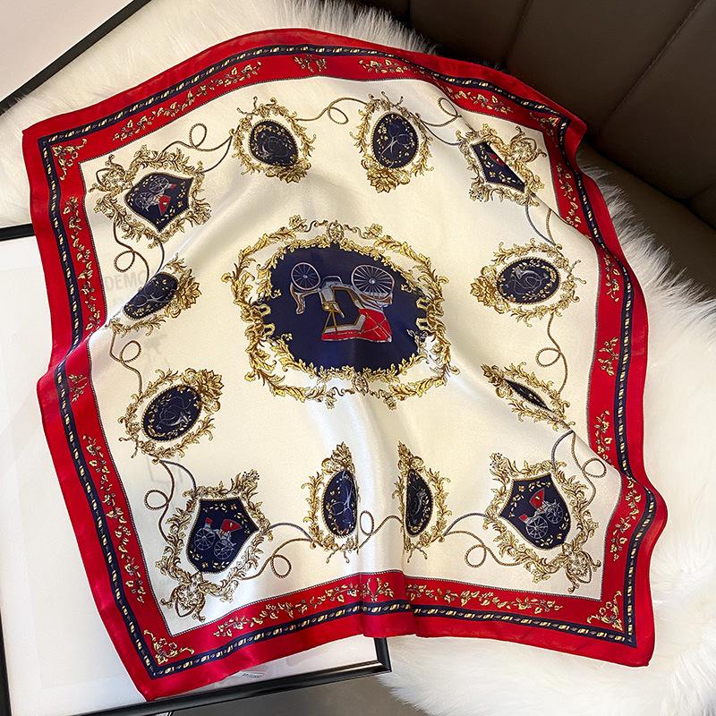 

Французский красный романтический шелковый квадратный шарф: Шелковый галстук-бант из тутового шелка для женщин 53cm x 53cm красный