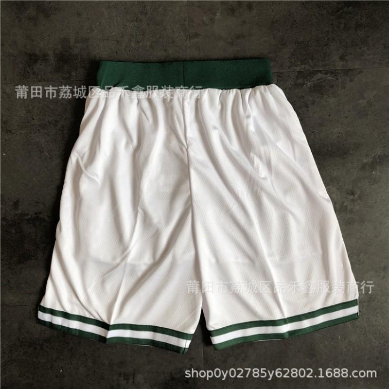 Boston Celtics Basketball Shorts Men Women Cotton Athletic Workout Green White Embroidered NBA Team Style