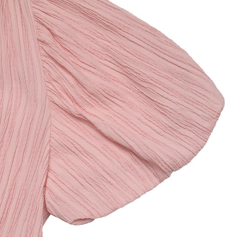 VEZFAA Moda damska Lato Wiosna Jednolity kolor Drukuj Krótki rękaw Dekolt w kształcie litery V Wysoka talia Casual Sukienki