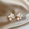 Oil drop pearl flower earrings retro temperament stud earrings niche light luxury high-end earrings women
