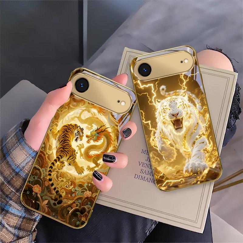 Golden Eagle Head For IPhone 17Pro Max 16 17 Pro 15 P ro 14 13 Plus 12 Mini 11Pro Max XR 16E 17 Air Golden glass phone case