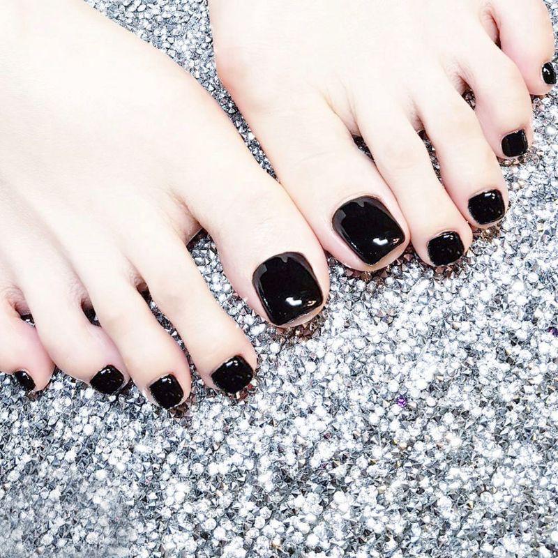 

Toenail Detachable Nail Tip Pure Black Removable Manicure Fake Nails Nail Stickers Nail Tip Default