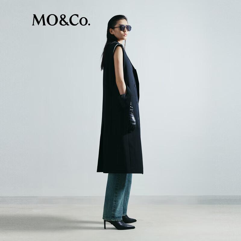 MO&Co. NOIR Collection Long Wool Suit Vest