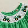 Baby Girls Rompers Tractor Embroidery Round Neck Short Sleeve Infant Bodysuits Jumpsuits