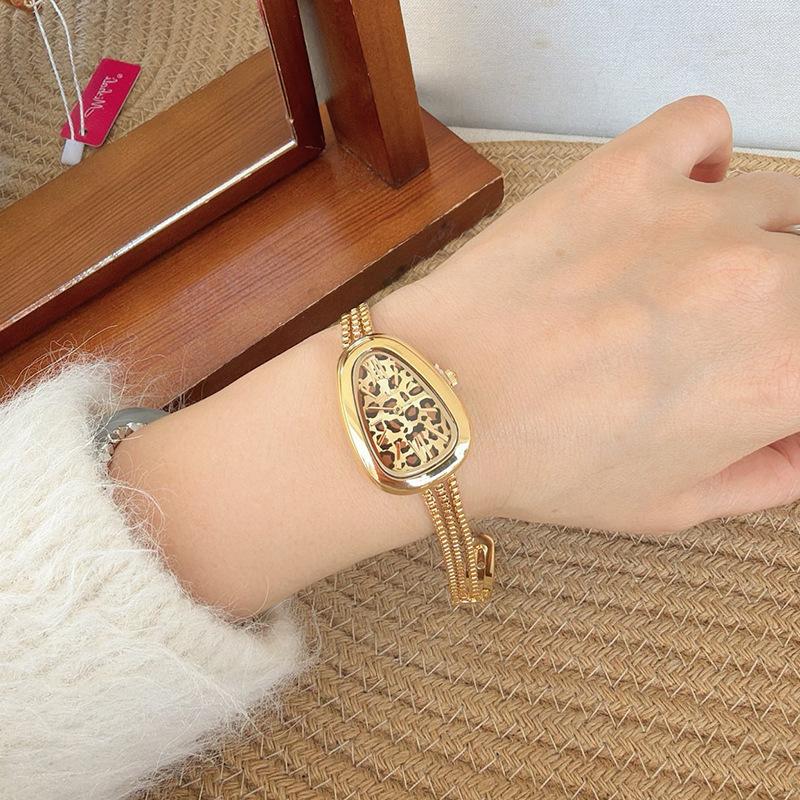 Leopard Print Snake Head Bracelet Watch Fringed Chain Belt Buckle