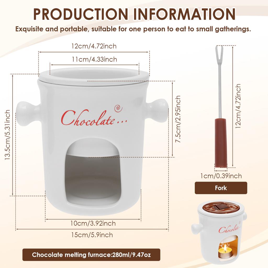 Schokoladenfondue-Becher mit Gabeln, Mini-Keramik-Fondue-Becher für Schokolade, Käse, Süßigkeiten, Geburtstags- und Hochzeits-Weihnachtsgeschenk