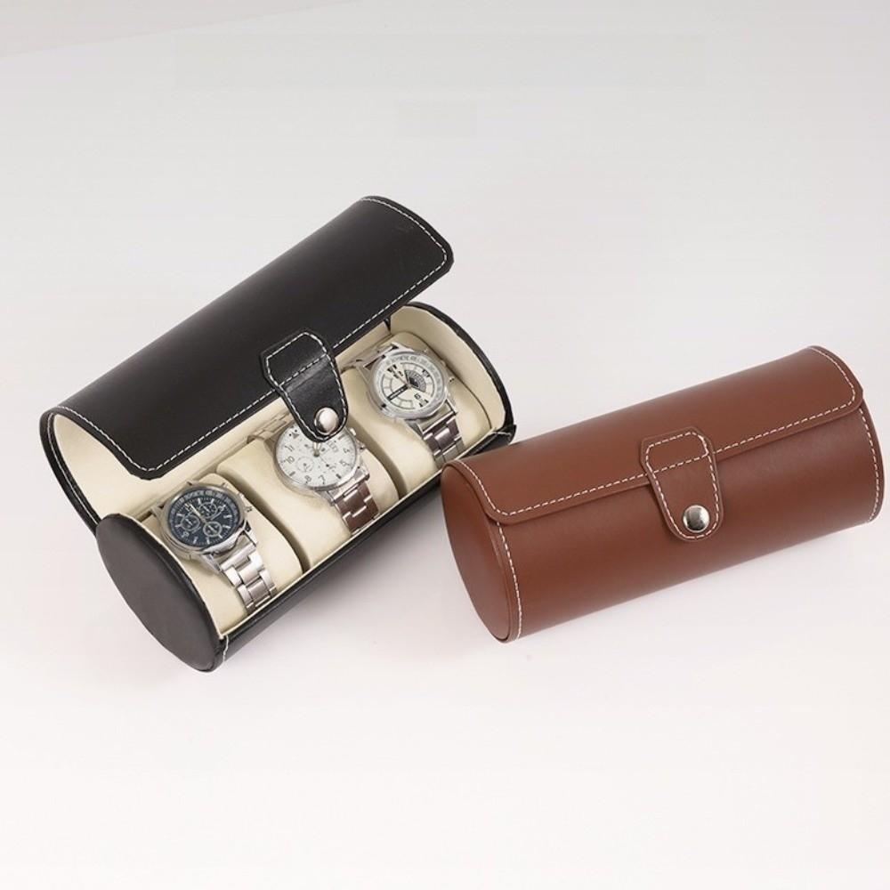 3 Grids Cylinder Watch Storage Box Removable Pillows Watch Organizer Watch Display Case Travel