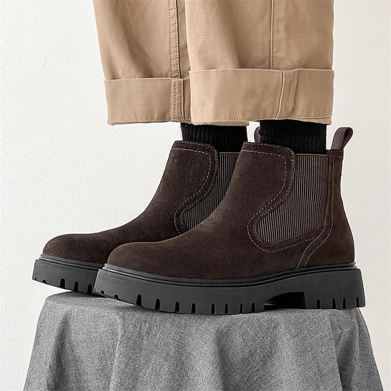 

Бархатные ботинки Челси мужские китайские сапоги Американские инструменты Ботинки Мартин мужские 2025 осень новые короткие ботинки Британские мужские ботинки 38 темно-коричневого