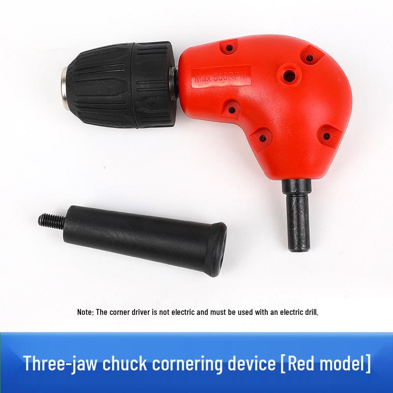 High-Speed Steel Right Angle Electric Drill Adapter with Self-Tightening Three-Jaw Chuck