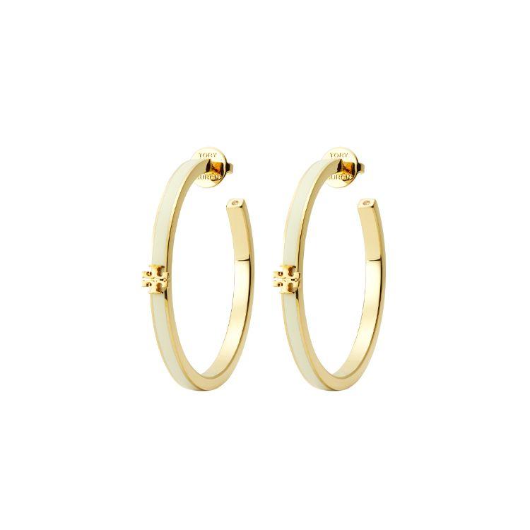 Tory Burch Kira Circle Brass Enamel Crystal Earrings Women earrings Gold 157204700 F,Gold