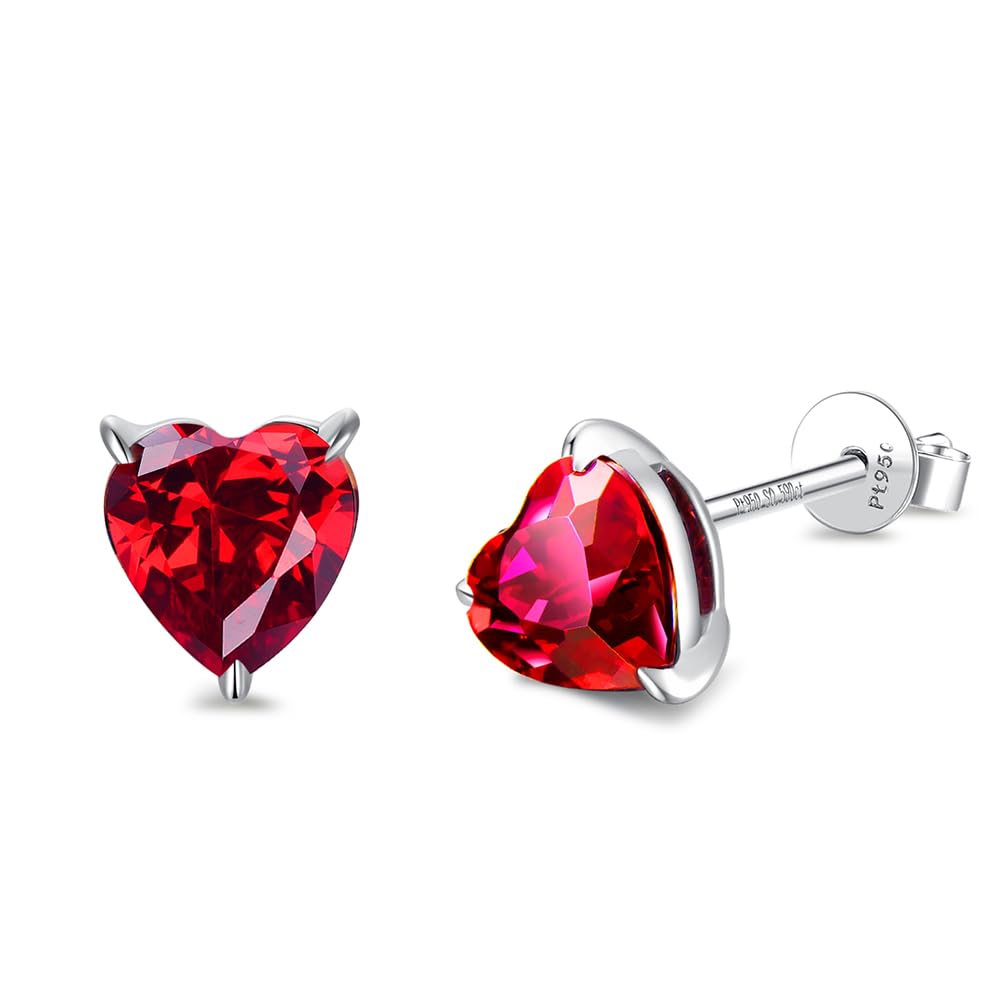 

FANCIME Platinum Earrings for Women with Ruby and July Heart Gemstone Perfect for and Gift Wrapping Included Birthstone, Motif, Charm, Christmas,