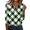 Women's Christmas Print V-Neck Three-Quarter Sleeve T-Shirt with Button Casual Holiday Top