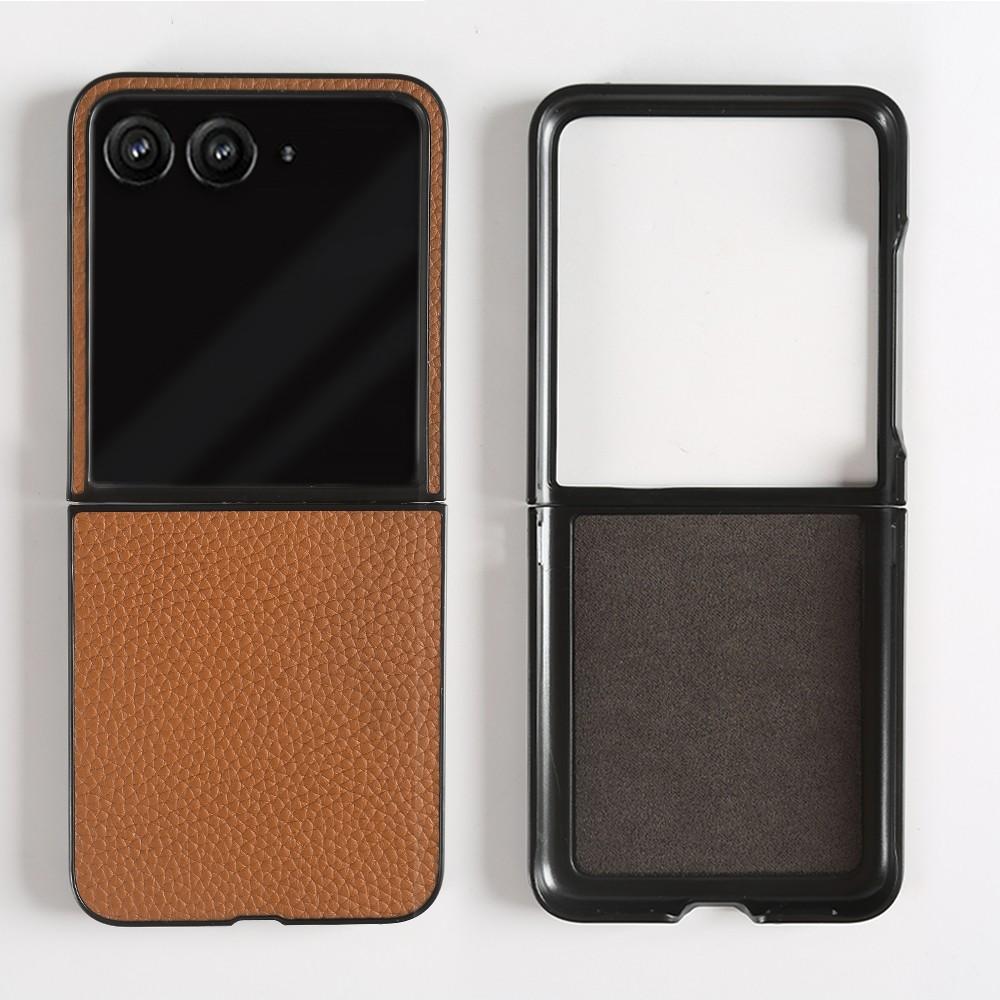Luxe Echte Lederen Hoesje Voor Motorola Razr 50 Ultra Case Litchi patroon Razr50 telefoon Hoesje Achterkant Coque Shell Capa