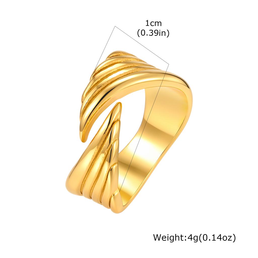 Chunky Open Adjustable Rings for Women, Heart Wing Statement Ring, Stainless Steel 18K Gold Plated, Tarnish Free Jewelry