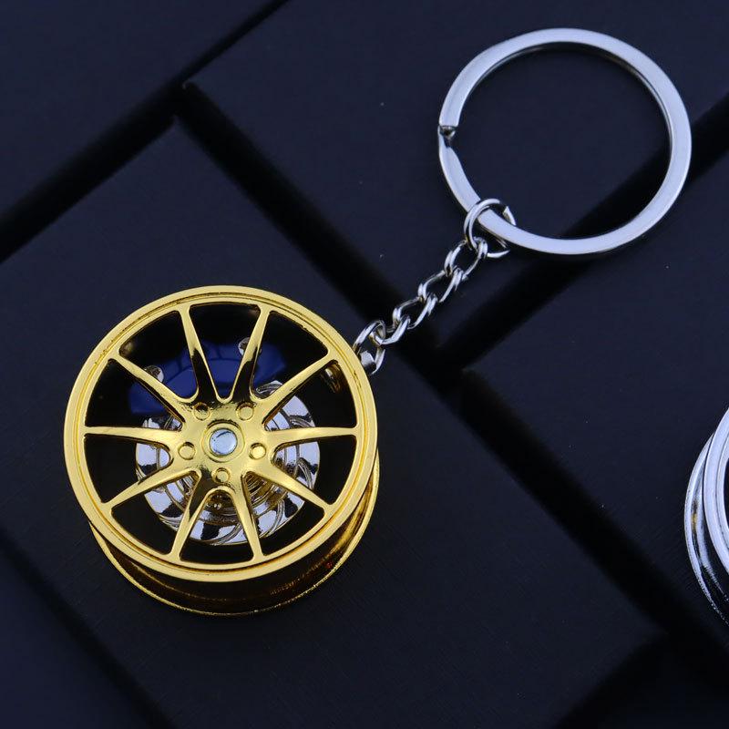 Cross-border Car Brake Keychain with Rotating Wheel & Laser Logo